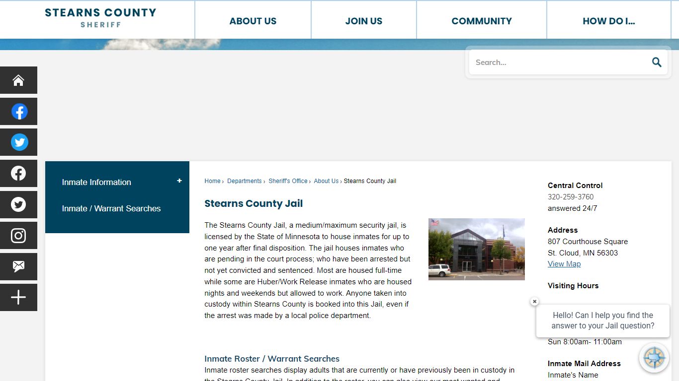 Stearns County Jail | Stearns County, MN - Official Website