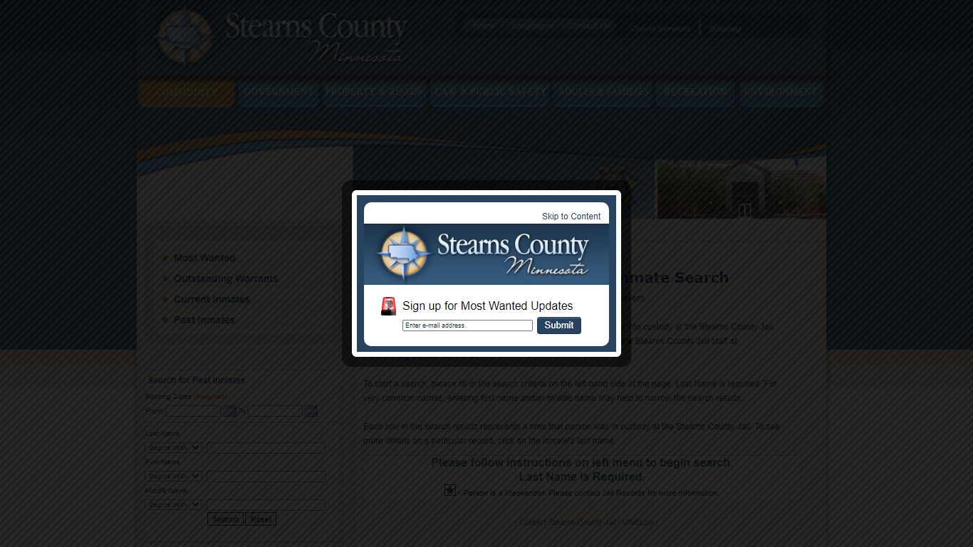 Stearns County Past Inmate Search